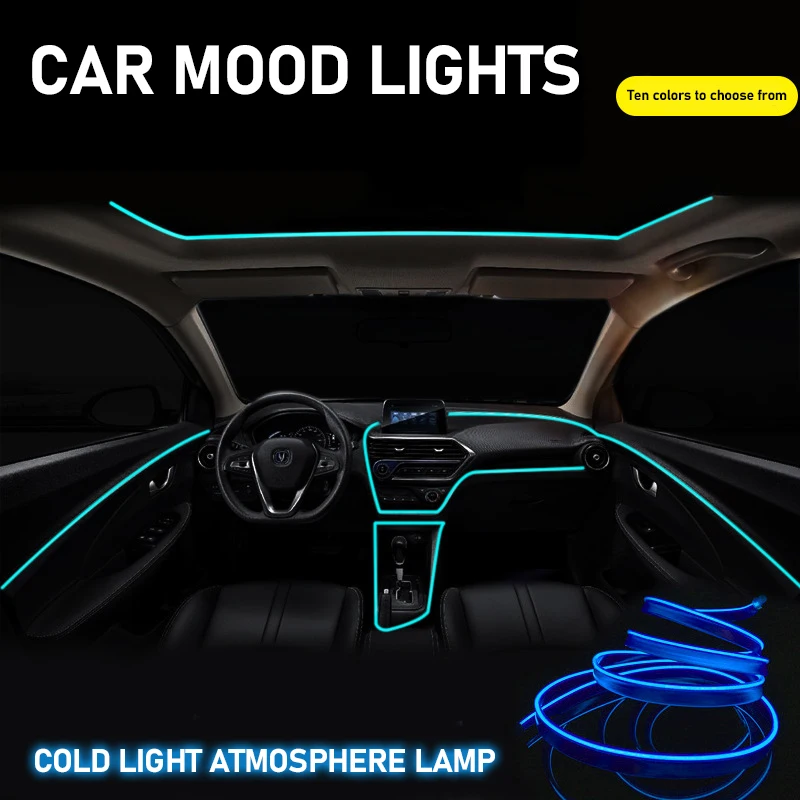 

CAMOTO Car Interior Decorative Lamps Strips Atmosphere Lamp Cold Light Decorative Dashboard Console Auto LED Ambient Lights