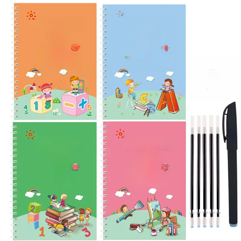 Cahier de nettoyage magique réutilisable pour enfants, cahier d'écriture manuscrite, ensemble de calligraphie, Montessori, alphabet allemand