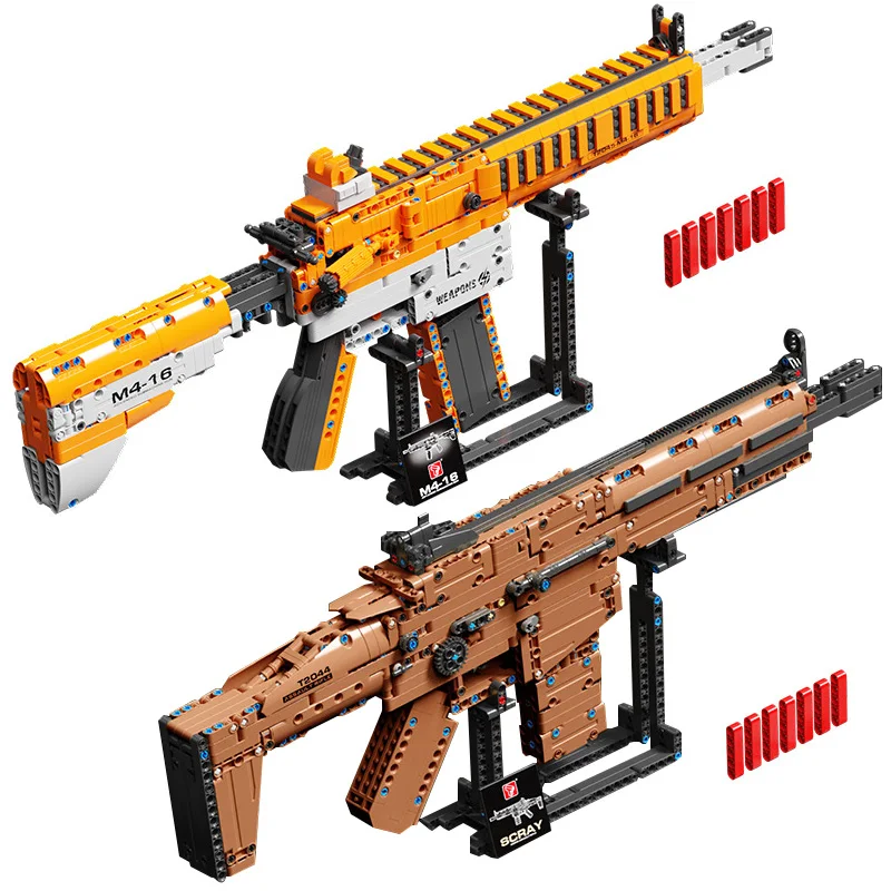 

Technical Scray Assault Rifle M416 Submachine Gun Model Building Blocks Military WW2 Assemble Gun Bricks MOC Toys Kid Adult Gift