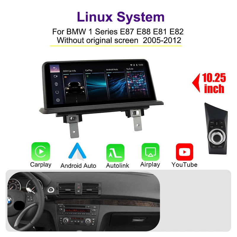 AUTOTOP 10.25 "Linux Auto Touchscreen Voor BMW 1 Serie 120i E81 E82 E87 E88 2005-2012 CCC CIC iDrive Carplay Android Auto Youtube