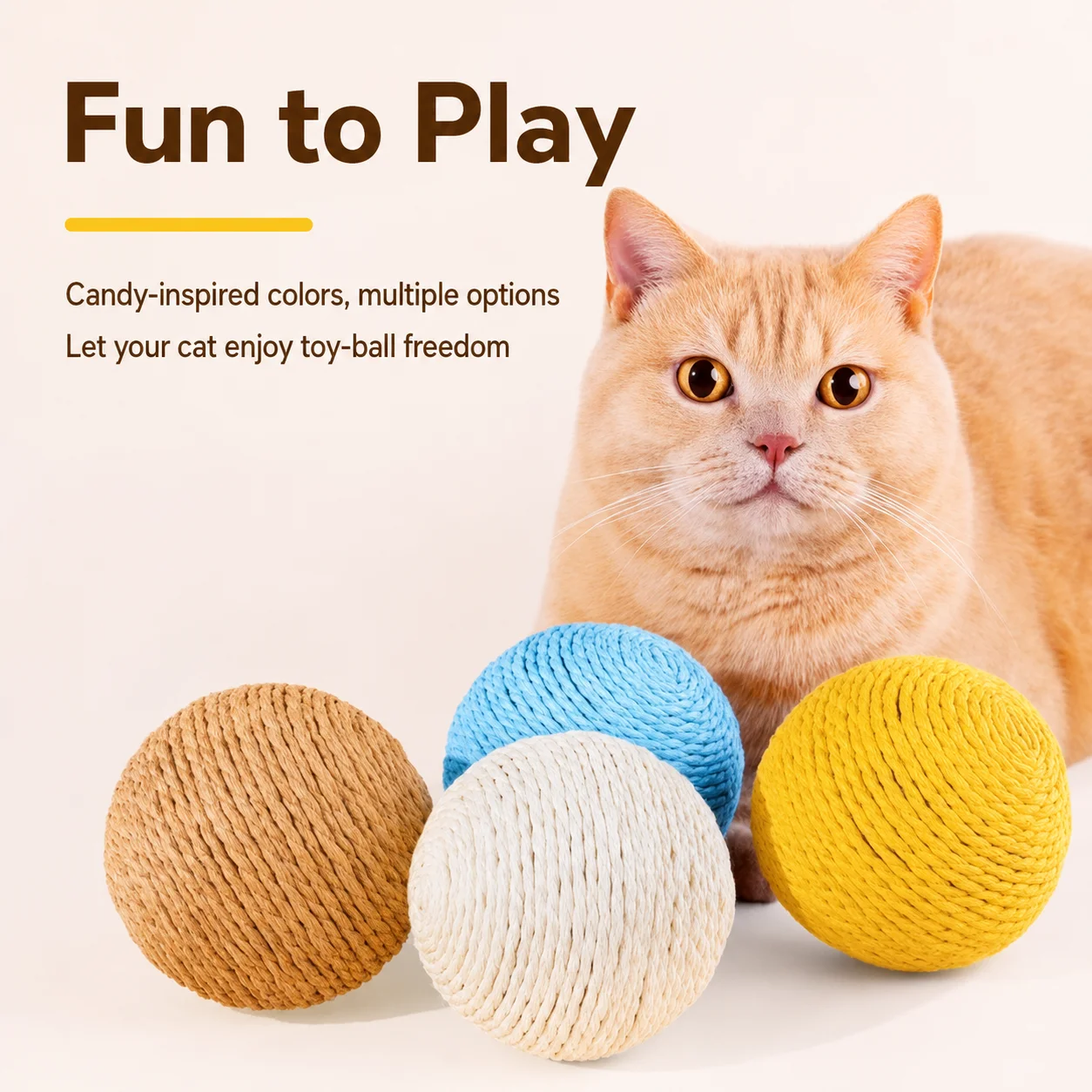 8cm Large Cat Sisal Ball Toy Scratcher Interactive Pet Toy For Indoor Cats Playing Chewing - view 2