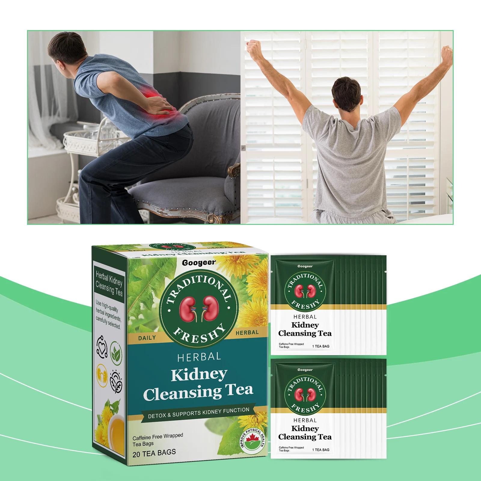 

20pcs Googeer Kidney Detoxification Cleansing Water Suppress Diseases Antioxidant Delay Aging Herbal Beauty Kidney Clear Water
