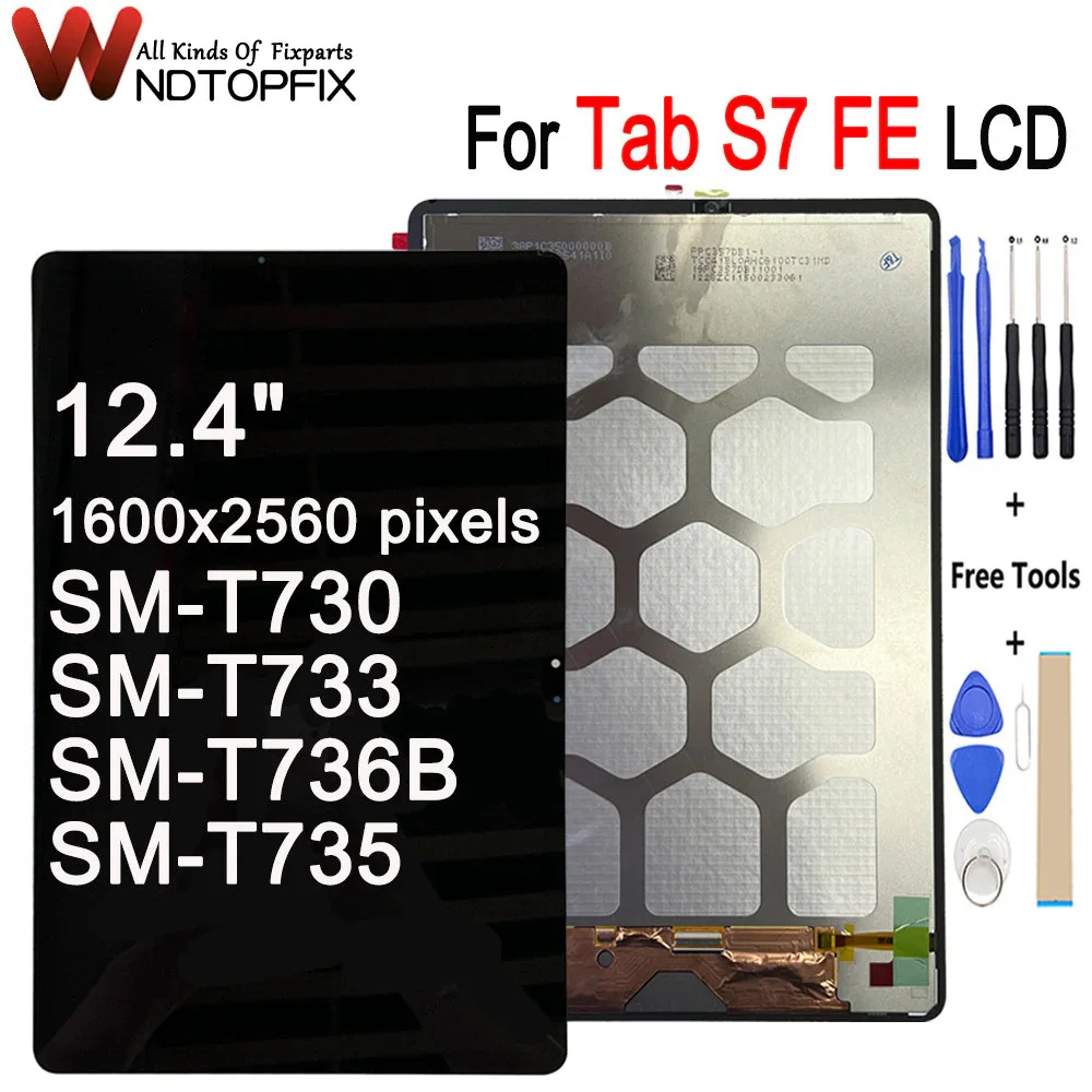 

High Quality T730 LCD 12.4" For Samsung Galaxy Tab S7 FE LCD SM-T730 T733 T736B T735 Display Touch Screen Assembly Replacement