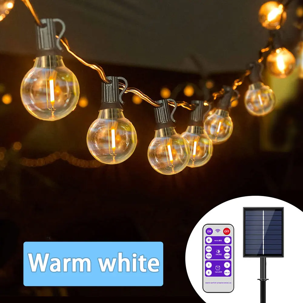 aiopp ColorRGB,Solar Außen String Lichter, solar & USB Dual Power G40 Globe-String Lichter für Hinterhof Pergola Partei Bistro 4
