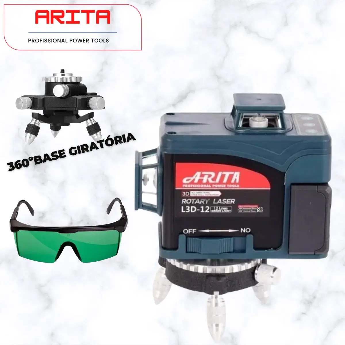 Arita 12 Lines Professional Laser Level With Remote Control + Tripod 1,50m