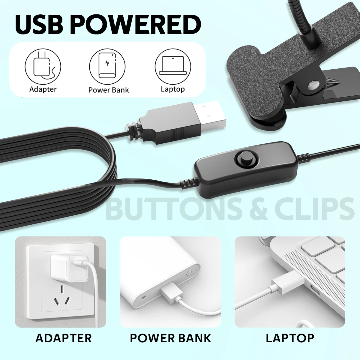 مصباح أظافر مرن بالأشعة فوق البنفسجية معقوفة مع تلألؤ بالأشعة فوق البنفسجية عالي الطاقة 39 نانومتر ومصدر طاقة USB