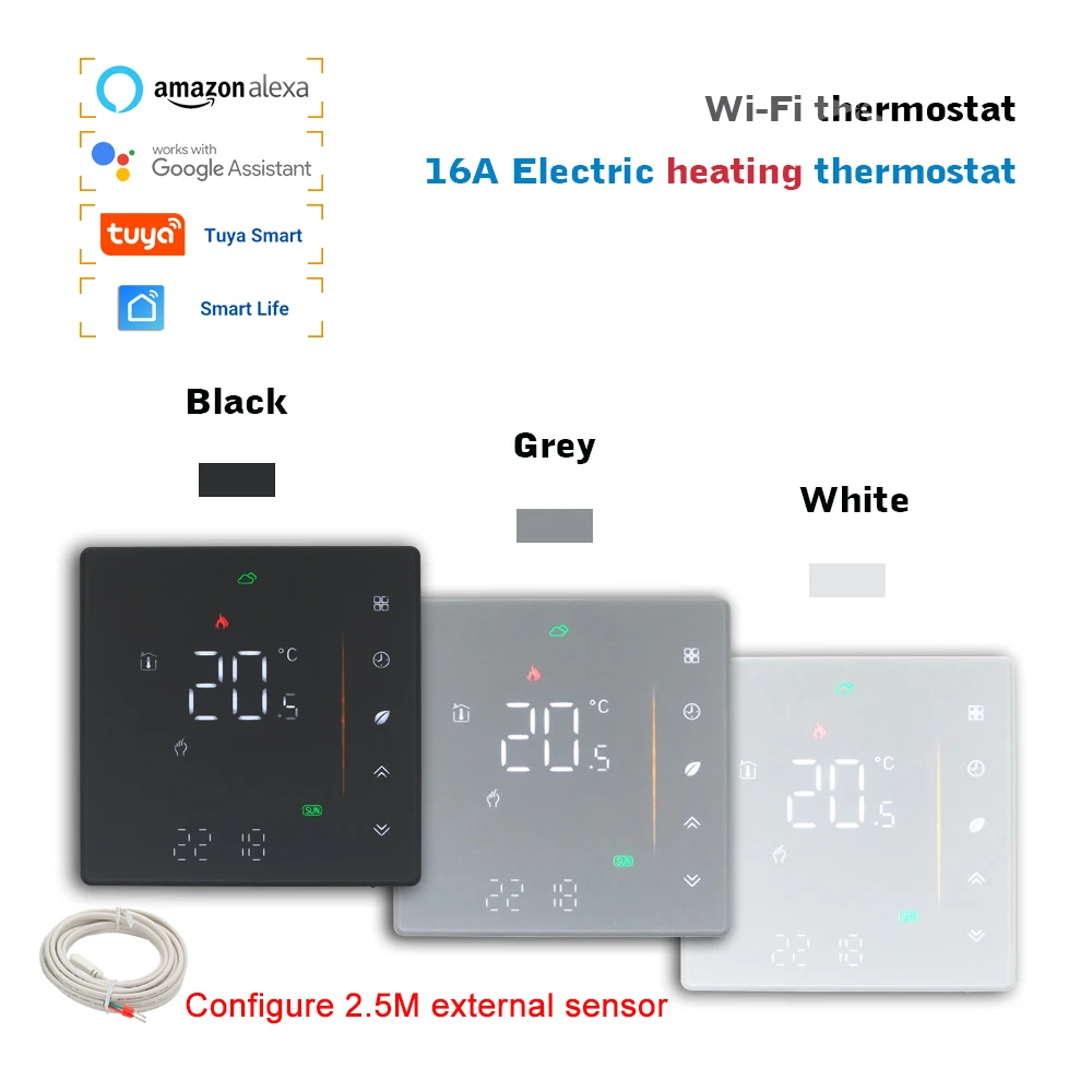 Termostato Wifi Tuya Smart Life para calefacción eléctrica, controlador de temperatura de suelo cálido para el hogar, funciona con Alexa Google home