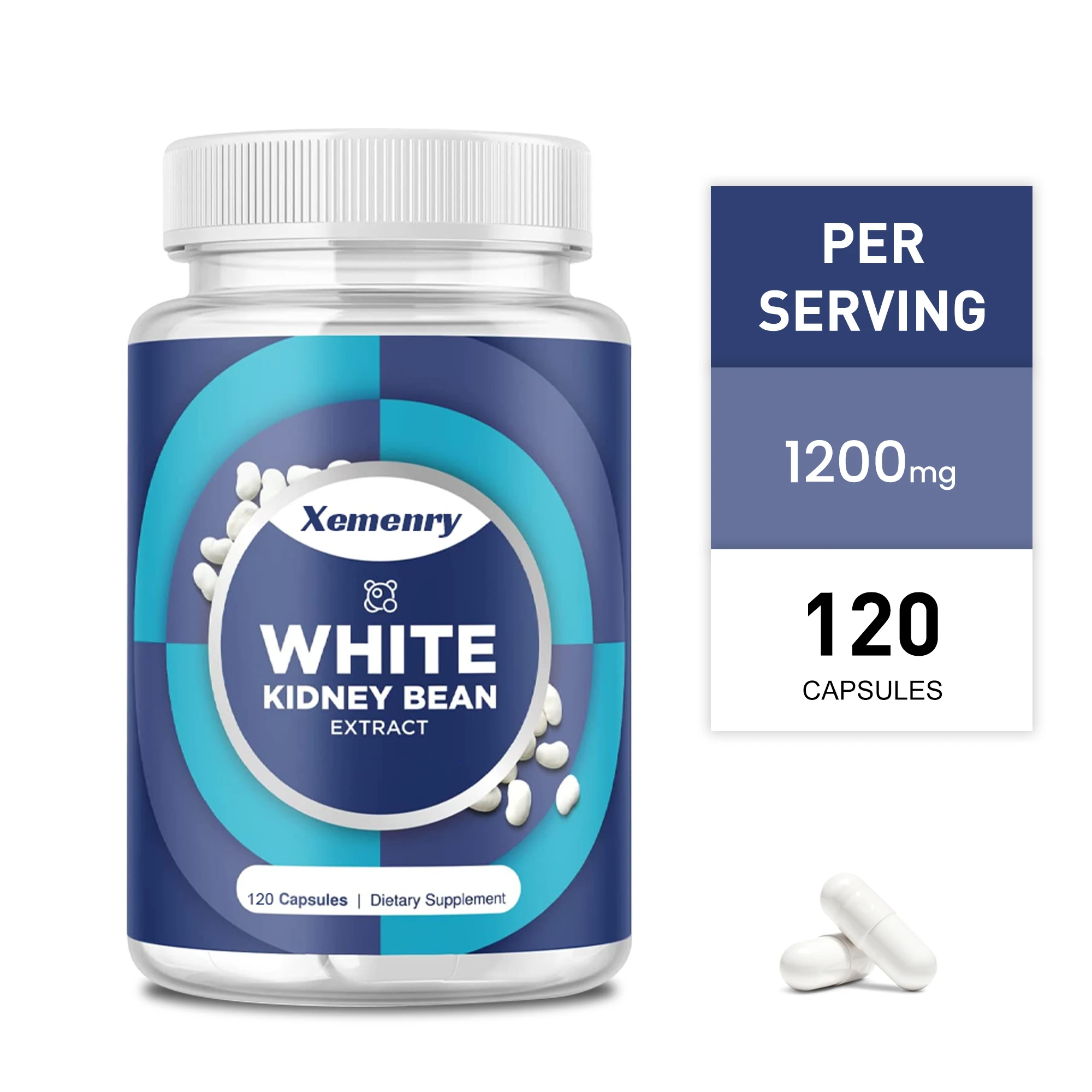 White Kidney Beans Capsules - Energy Boost, Fat Burner, Carb Blocker, Weight Management - 120 Capsules