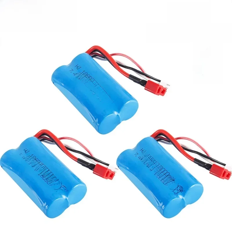 Batterie lipo 7.4V 3000mah 18650 2S T Plug pour Q46 Wltoys 10428 /12428/12423, accessoires de rechange pour voiture RC, batterie haute capacité 7.4V