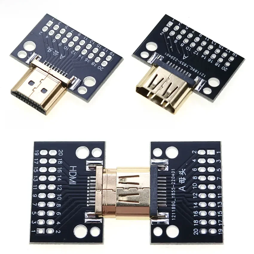 Cltgxdd 1 szt. Kompatybilny-HDMI męska i żeńska płytka testowa 19Pin 19P męskie złącze wtykowe z płytką testową PCB lutowany typ A — zdjęcie 2