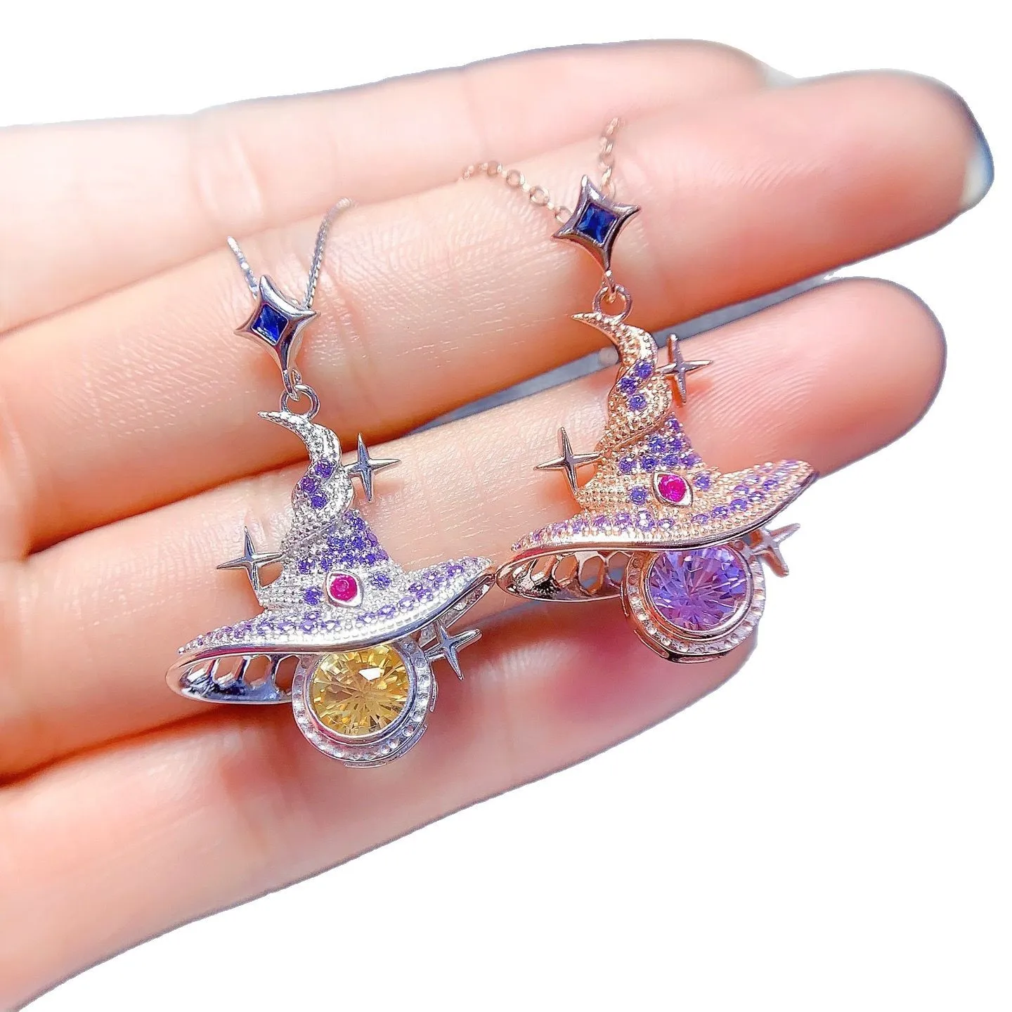 

KJJEAXCMY Girl 6x6xmm Natural Amethyst Yellow Crystal Bullfighter Pendant 925 Pure Silver Plated Platinum Rose Gold Clearance