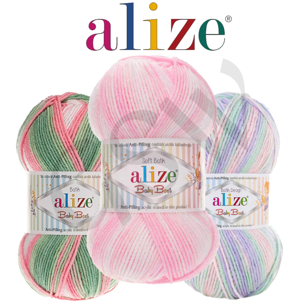 Anti-Pilling Knitted Yarn - 12 Color Options - 240 Meters(100gr) - Alize Baby Best Batik - Bamboo - Acrylic - Cardigan - Sweater - Scarf - Shawl - Beanie - Booties - Home Textile - Baby knitting models - Blouse - DIY