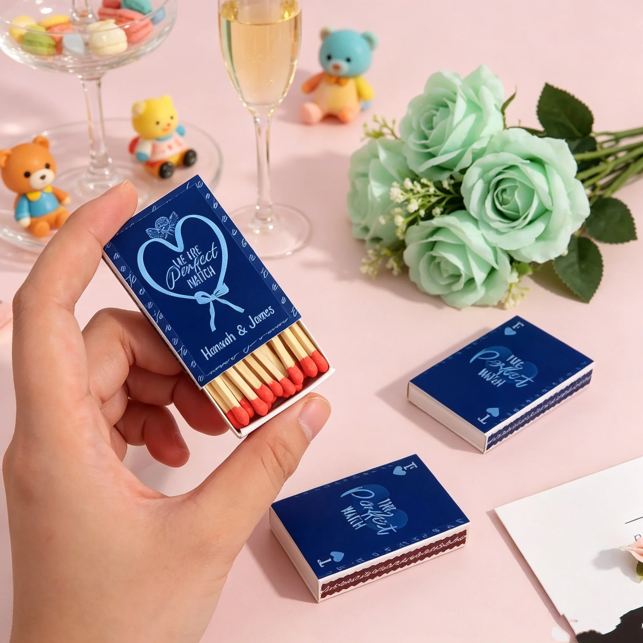 

Personalized Matchboxes for Wedding, Custom Bulk Match Favors with Your Design, Bridal Shower & Bachelorette, Perfect Match Mono