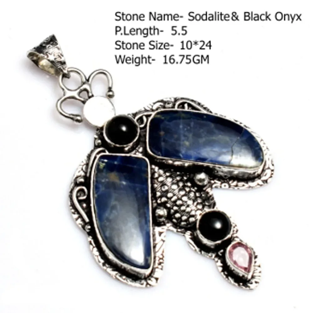 Genuine Amazonite Agate Amethyst Opal Ruby Zoisite Citrine Turquoise Sodalite Pendant   Sillver Overlay over Copper