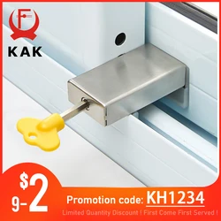 KAK Verstellbarer Fensterschloss-Stopper, Sicherheitsschlösser für Kinder und Haustiere, Diebstahlsicherung, Türschloss, nicht stanzbar, Schiebefensterschloss-Hardware