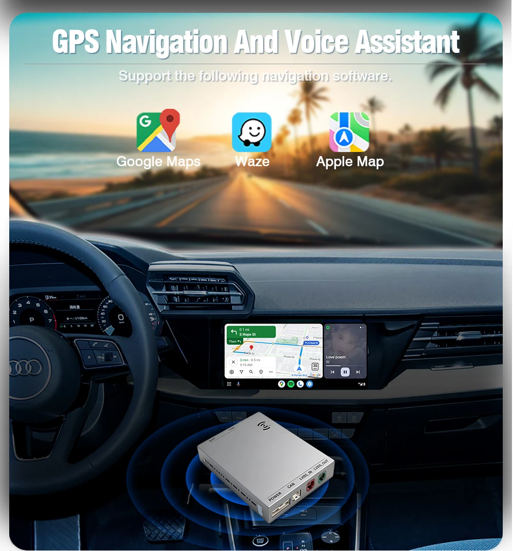 AUTOTOP Drahtlose CarPlay Android Auto für Audi A3 A4 A5 Q5L S5 MIB3 2020-22 Unterstützung Reverse Kamera Mirrorlink Airplay USB Player – Detail 7