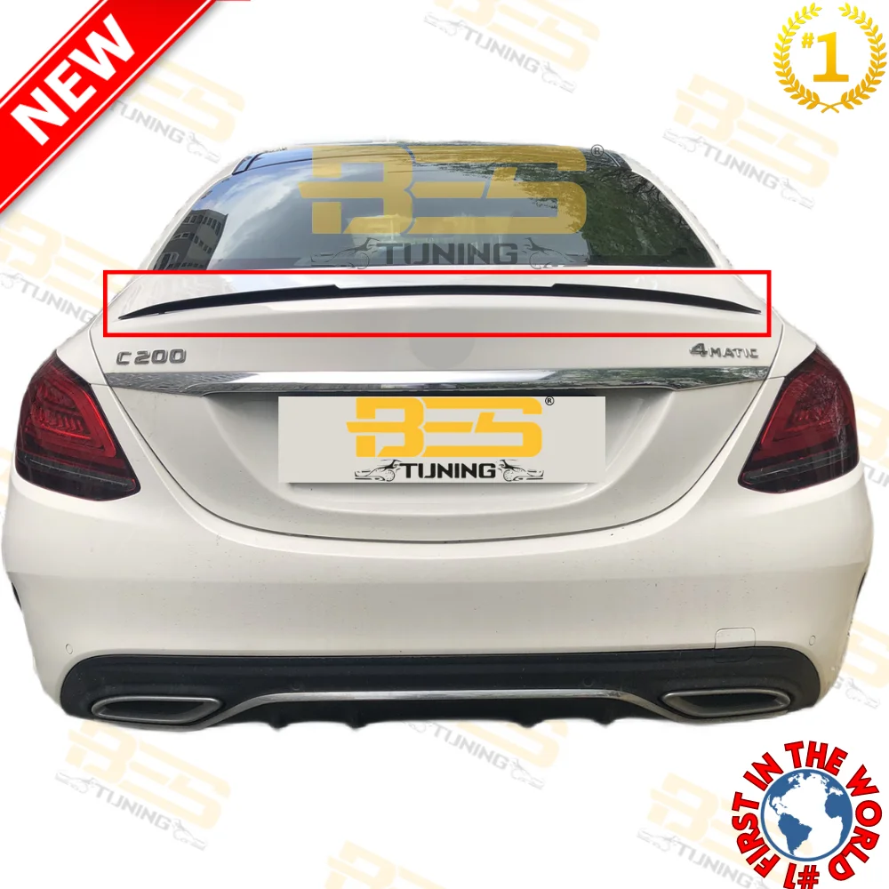 NEW Rear Trunk Bat Style Spoiler For Mercedes Benz C200 Car Accessories Lip Plastic Glossy Black Wing Exterior Parts Tuning