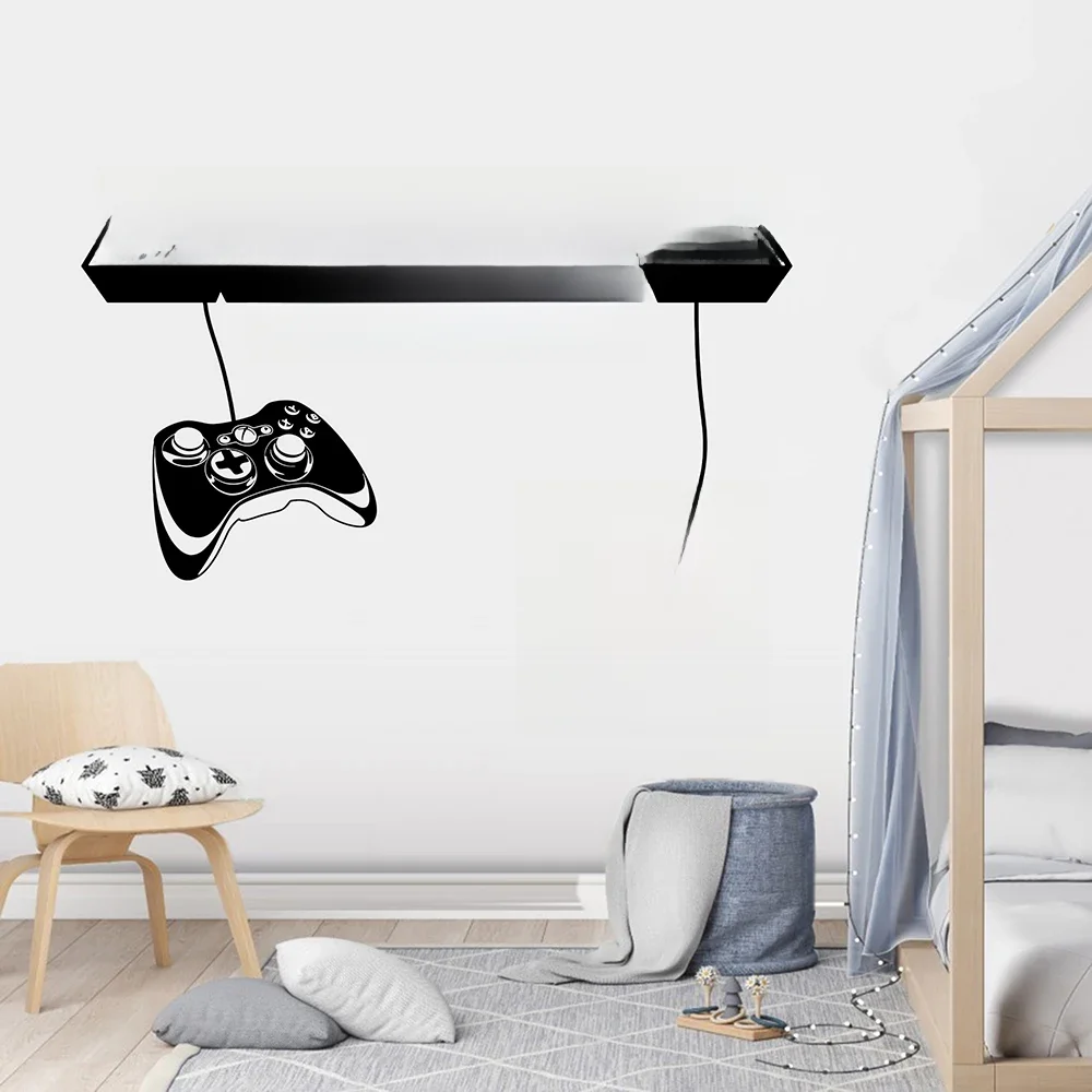 Autocollant mural de contrôleur de zone de jeu personnalisé pour garçon, décalcomanie de salle de jeux, graffiti, manette de jeu vidéo, décor à la maison, nom