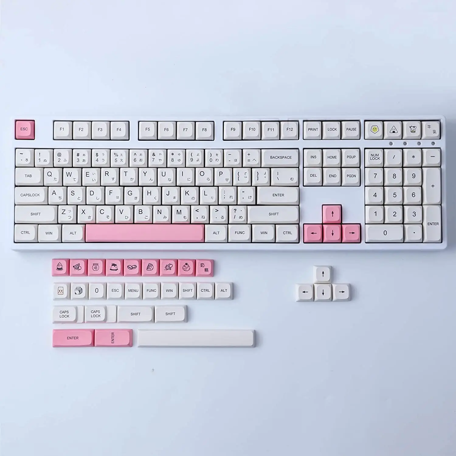 Imagem -06 - Gmk Strawberry Milk Cake Keycaps 137 Chaves Pbt Dye-sublimation Xda Profile Keycaps Japoneses para Teclados Mecânicos