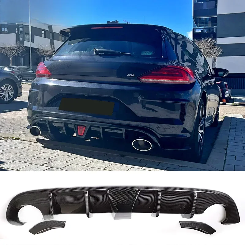 Karosserie-Kit Splitter für Volkswagen Scirocco R 2015 2016 2017 Heckdiffusor Lippe Stoßstange Spoiler Hochglanz Schwarz Zubehör