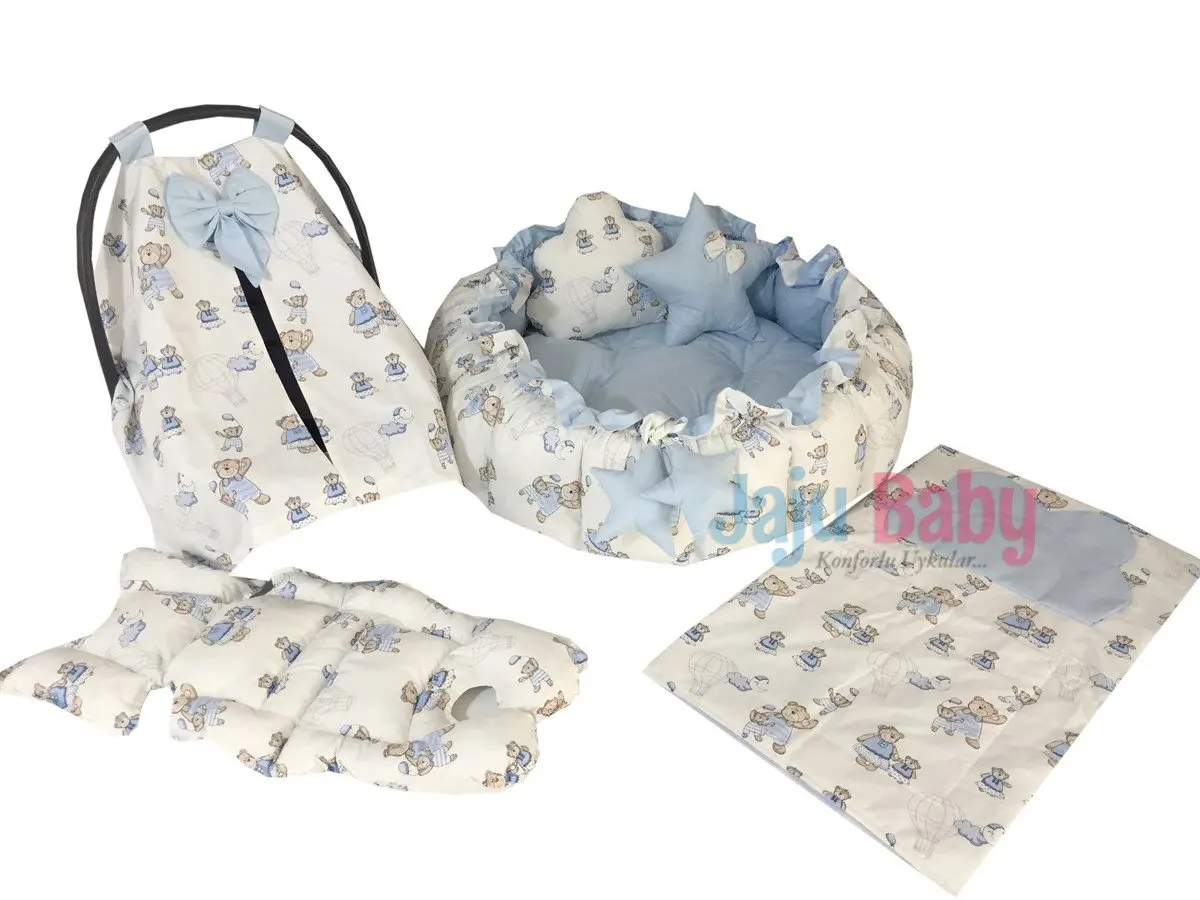 

Handmade Blue Teddy Bear Patterned Set Design Luxury Play Mat Babynest