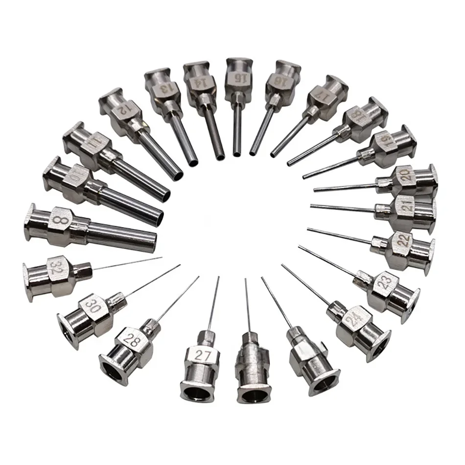 Distributeur de seringues à aiguilles en acier inoxydable de 1/2 pouces, outil de distribution de colle 8 10 11 12 13 14 15 16 17 18 19 20 21 22 23 28 30G 12 pièces