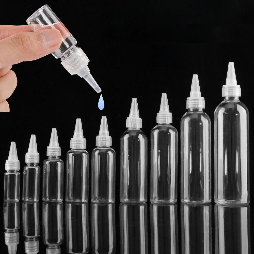 Bouteille compte-gouttes en plastique avec embout transparent, liquide à presser, 5ml/10ml/20ml/30ml/50ml-200ml