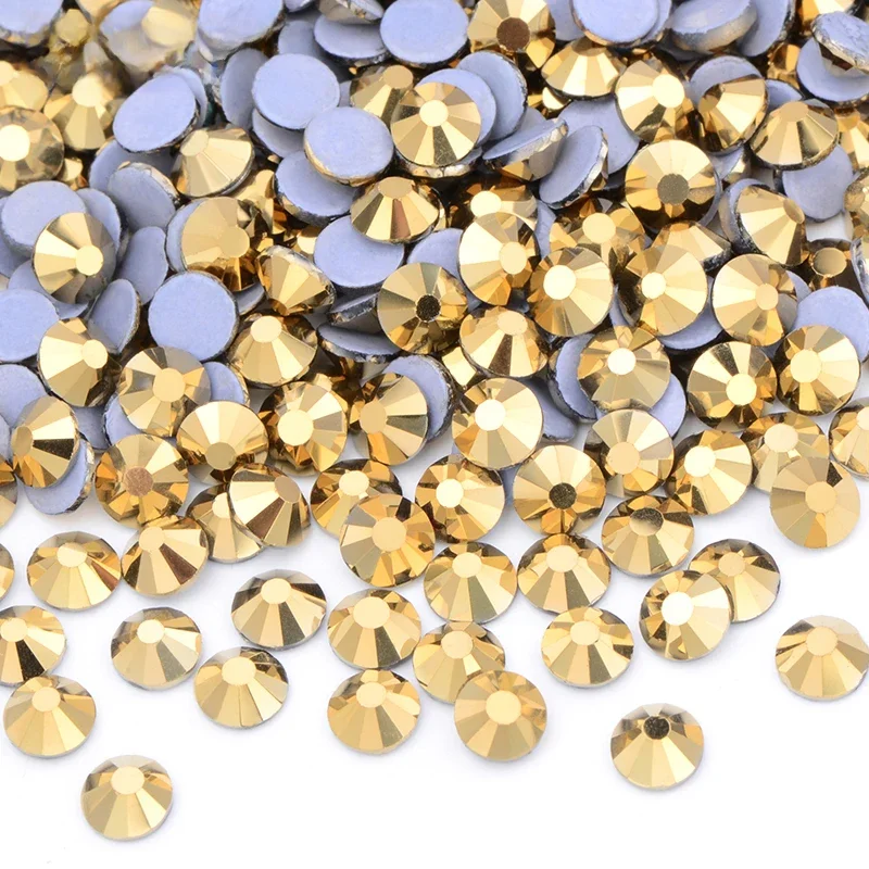 Strass en verre thermocollants JUNAO SS6 8 10 16 20 30, pierres en verre à dos plat, strass thermocollants, diamants pour décorations