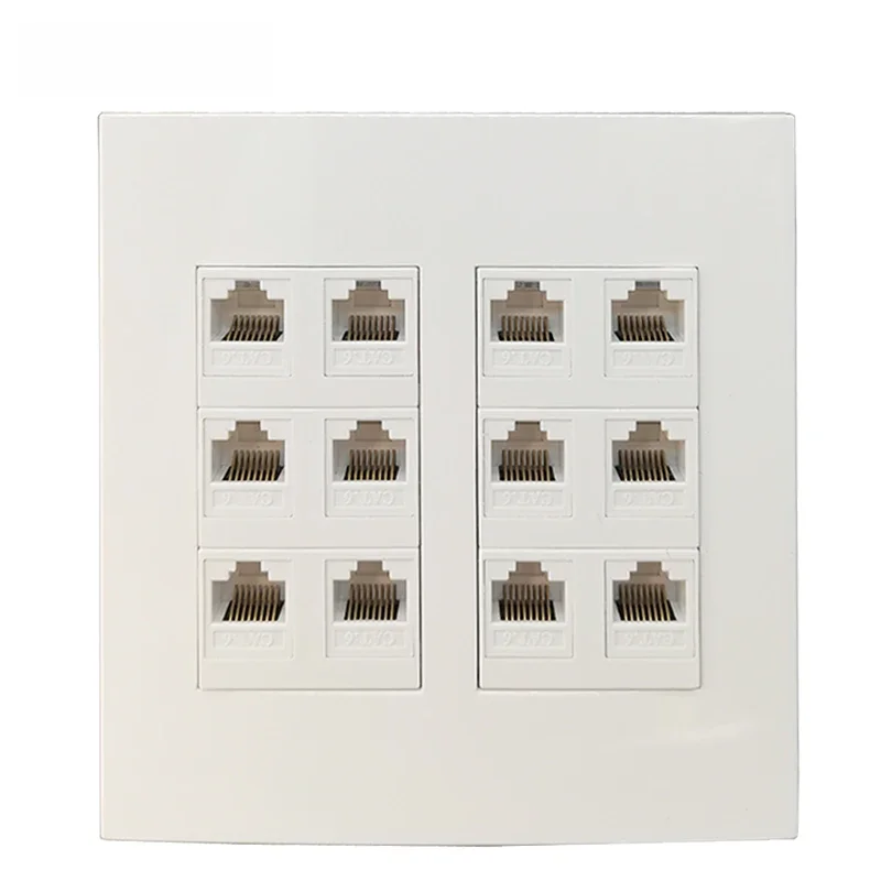 120x120mm RJ45 LAN płyta czołowa z 12 złączami Crimps drut CAT5E CAT.6 RJ45 T568A/B Internet gniazdo wtykowe biały kolor — zdjęcie 2