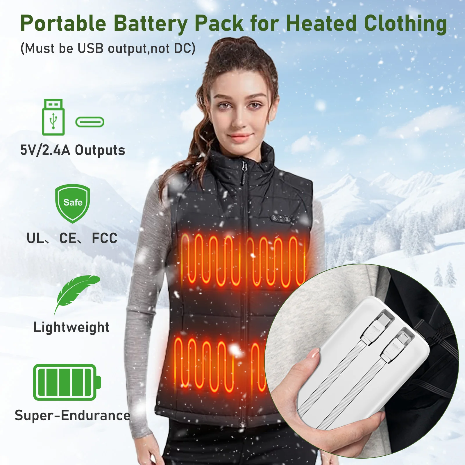 شاحن محمول مع كابلات مدمجة 10000 مللي أمبير في الساعة 22.5 وات ماكس باور بانك شحن عالي السرعة 4 مخرجات 2 مدخلات لهواتف iPhone Android