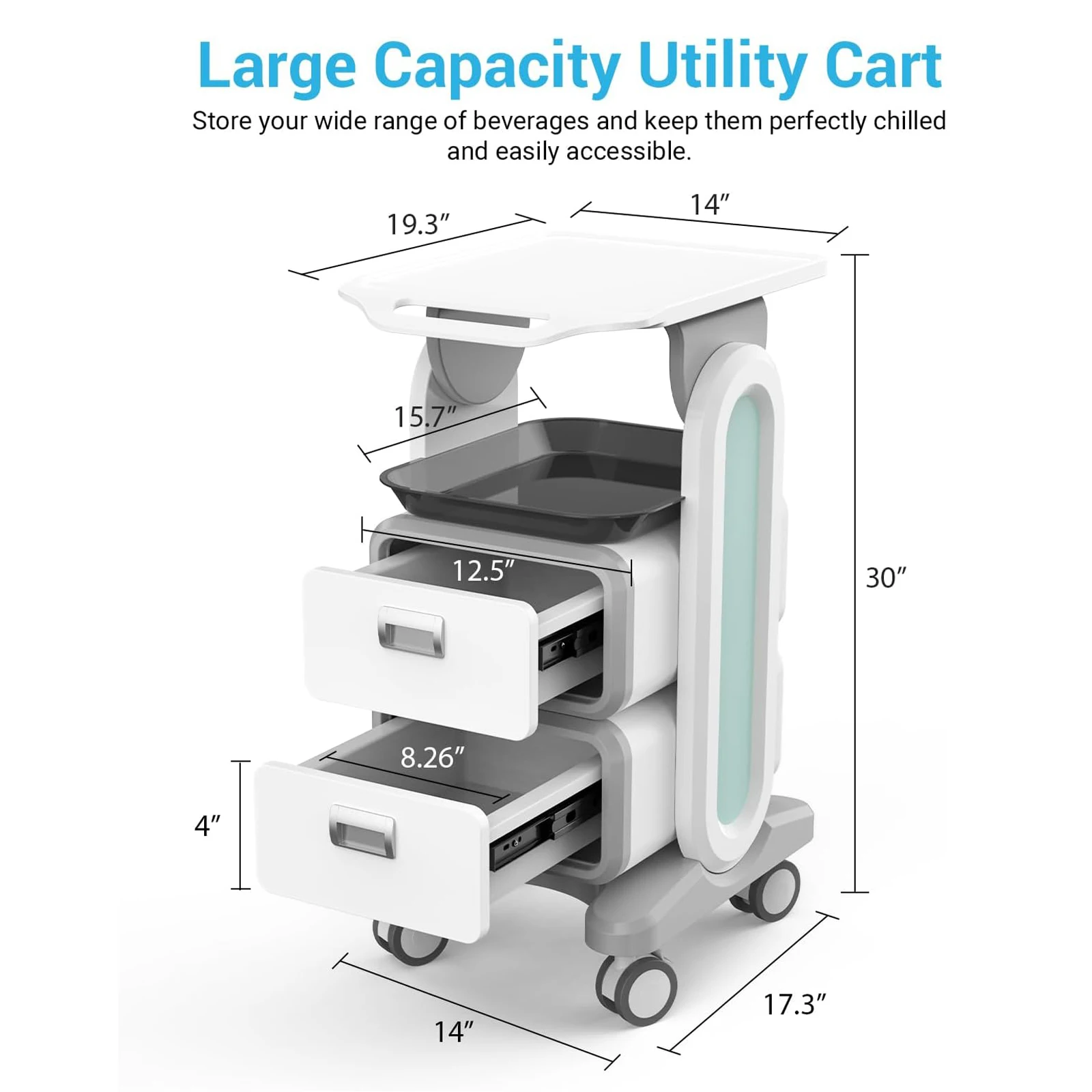Mobile Medical Trolley Cart 130 Lbs Load Portable Professional Cart for Ultrasound Imaging Scanner Vehicle Beauty Storage Cart