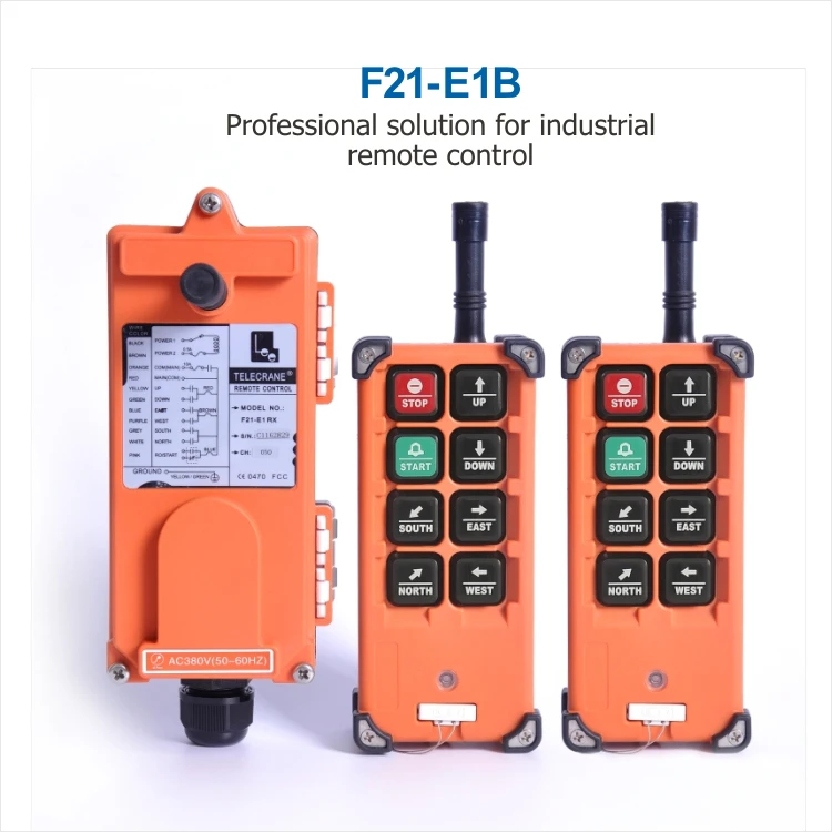 TELECRANE F21-E1B LEE Industrial Wireless Radio Single Speed 8 Buttons Remote Control 36V 220V 380V for Truck Crane Hoist