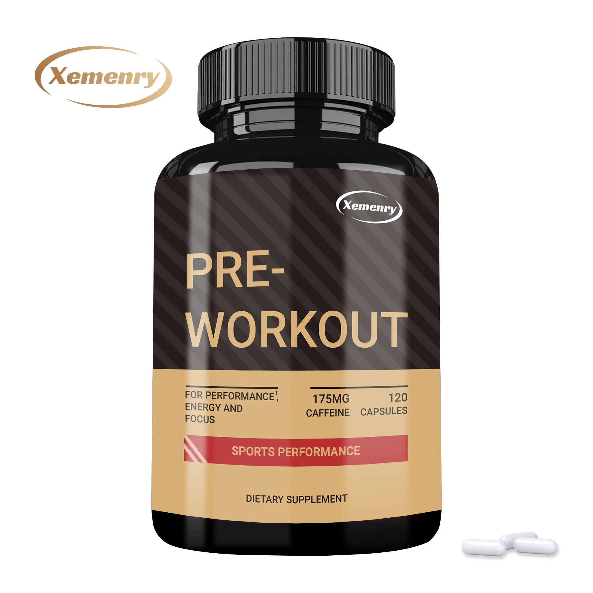 Pre-Workout Supplement - with Creatine Monohydrate - Replenish Energy, Build Muscle, Improve Athletic Performance - 120 Capsules