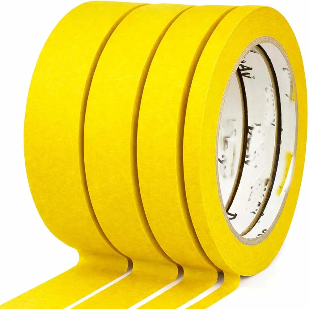 Paquete de 3/6 Cintas Adhesivas Amarillas para Pintar - Cinta de Enmascarar para Múltiples Superficies, Adhesión Inteligente, Cinta para Pintar, Bricolaje, Etiquetado, Arte, Automóviles