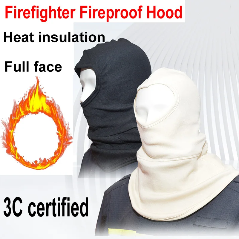 

Black Firefighter Fireproof Protection Hood Helmet Fire Heat Insulation Full Head Cover Mask For Fire Rescue Cycling Car Rally.