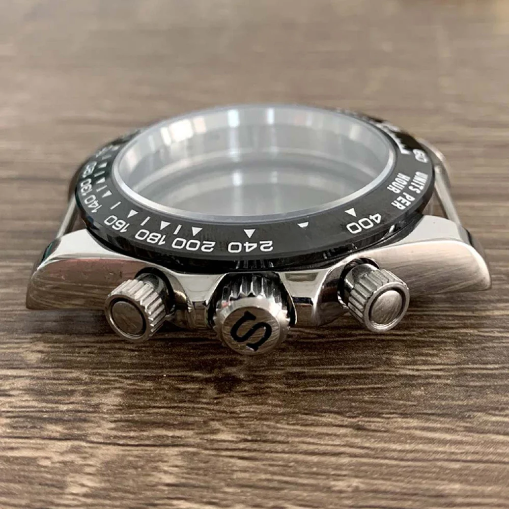 Obudowa zegarka 39 mm ze stali 316L, szkło szafirowe, modyfikowana obudowa, chronograf, bezel, koronka S, pasuje do mechanizmu kwarcowego VK63, do tarczy 29,5 mm. — zdjęcie produktu 7