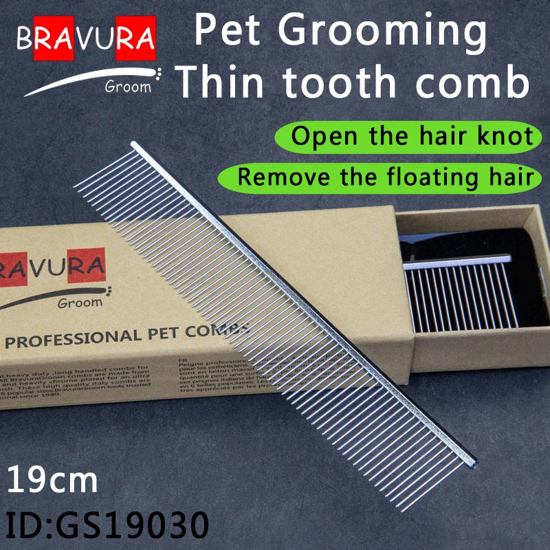 

BAVURA Pet Dematting Comb - Stainless Steel Pet Grooming Comb for Dogs and Cats Gently Removes Loose Undercoat, Mats, Tangles a