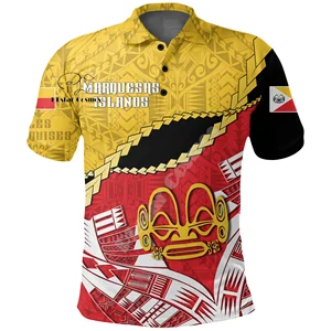 Kurzärmele Polo, Französisch, Polynesien Flagge der Kulturkultur, Marquas -Inseln, Stammes -Retro, 3dprint, Harajuku, Casual, X1, Sommer 11 Hauptverkaufshirt X1 - №11