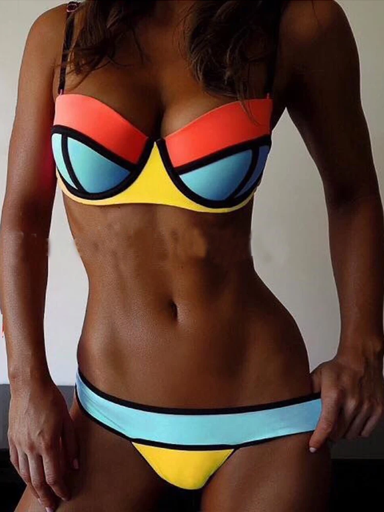 Bikinis en T de Color a la moda para mujer, traje de baño de 2 piezas para mujer, traje de baño Sexy, conjunto de Bikini para playa y piscina 2022