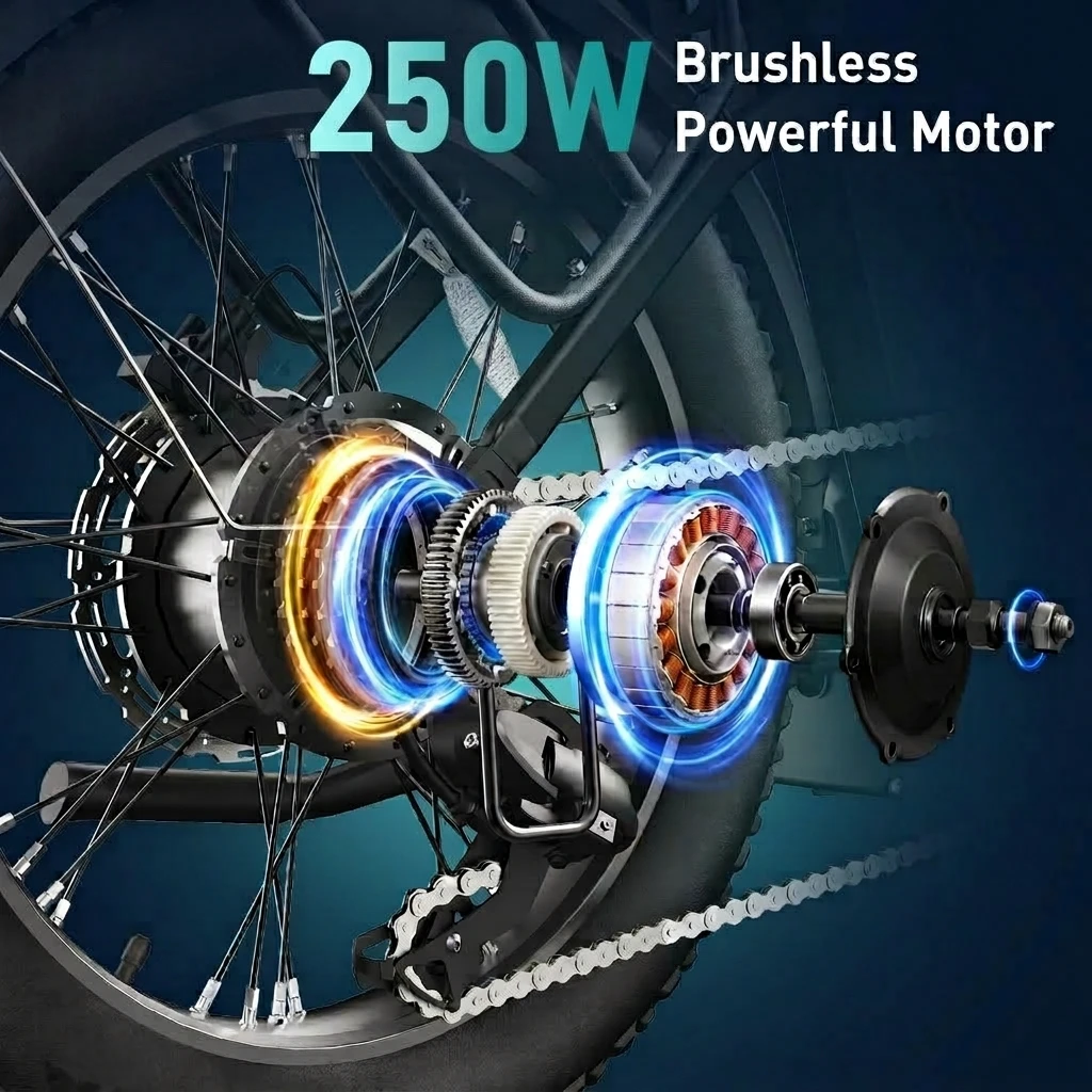 Bicicleta Eléctrica CAROUU con Batería de Gran Capacidad de 1680Wh, 48V 35Ah 250W, Autonomía de 200km, Neumáticos Anchos 20x3.0, Freno de Disco Hidráulico, Plegable, Entrega Incluida