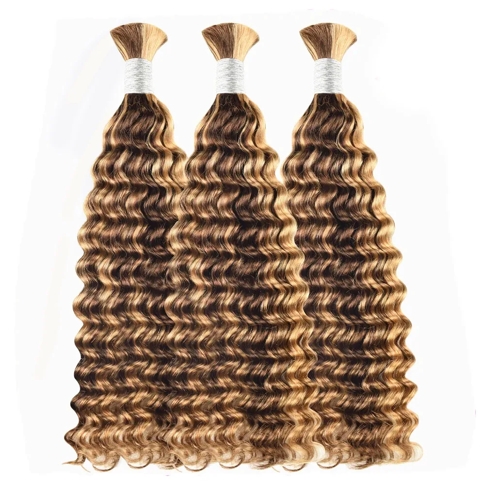 Highlight Human Vlechten Hair Deep Wave Bulk Rauw Menselijk Haar Voor Het Vlechten Van Geen Inslagbundel Braziliaanse Hair Extensions Voor Vlechten