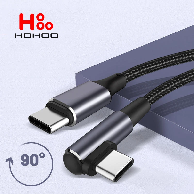 100W USB C To USB C Cable 90 Degree For iPhone 15 16 Pro max iPad MacBook Pro Xiaomi Huawei Fast Charging USB C Type C Date Cord