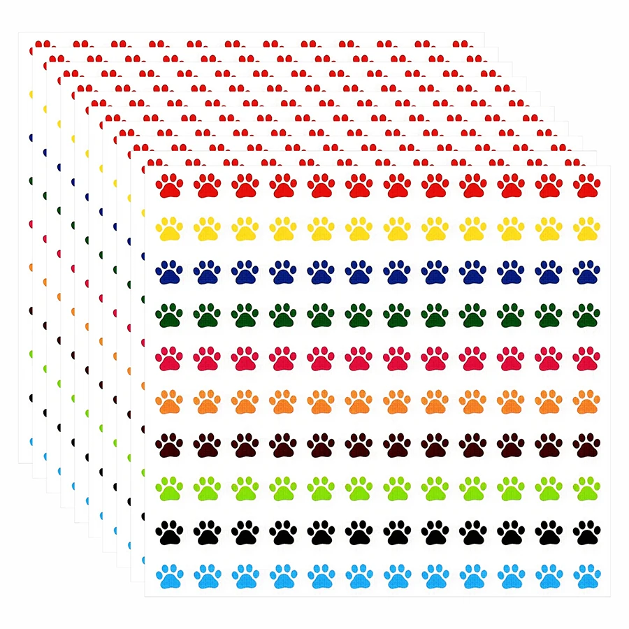 

1200 шт. круглые наклейки в виде собачьей лапы, красочные декоративные уплотнения с животным принтом для скрапбукинга, журналов, планировщиков, поделок своими руками