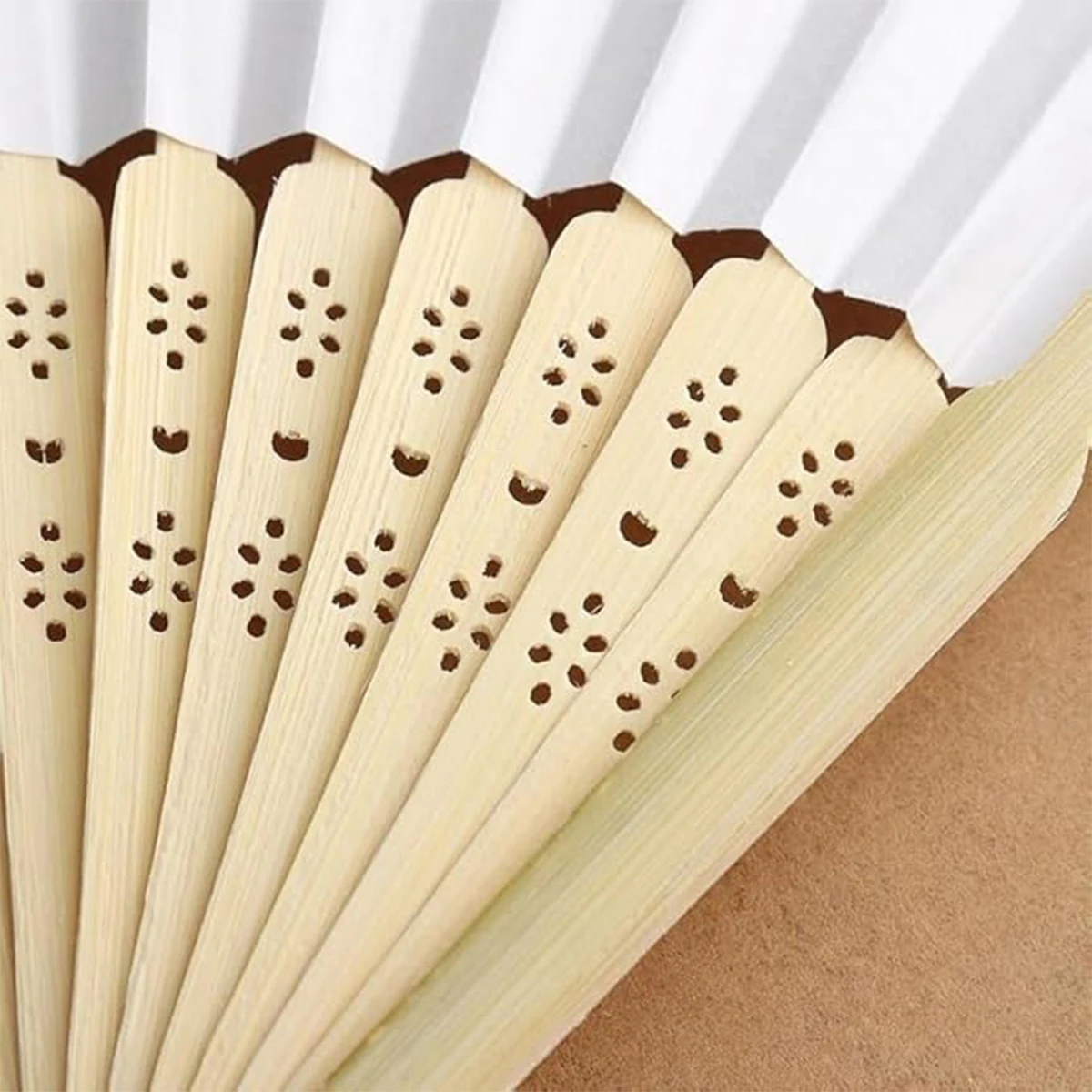 1set Custom Made Elegant Folding Hand Fan, Handmade White Paper Bamboo Folding Fans, Includes Deluxe Box And Gift Bag, Bride's B