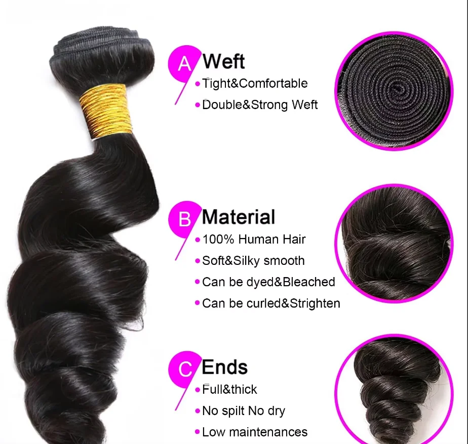 30 34 pulgadas virgen cruda onda suelta 100% extensiones de cabello humano extensiones de ondas profundas 3/4 mechones ofertas trama Tissage mechones rizados birmanos