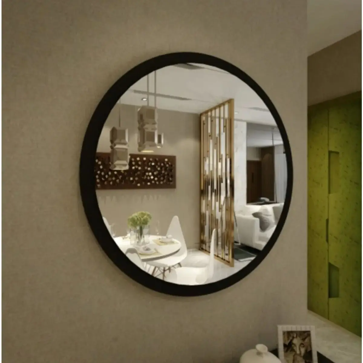 

Decorative 3D Round Wall Mirror Black Hallway Home Living Room Kitchen Bathroom Wc Office Large Size Luxury Mirror Decoration