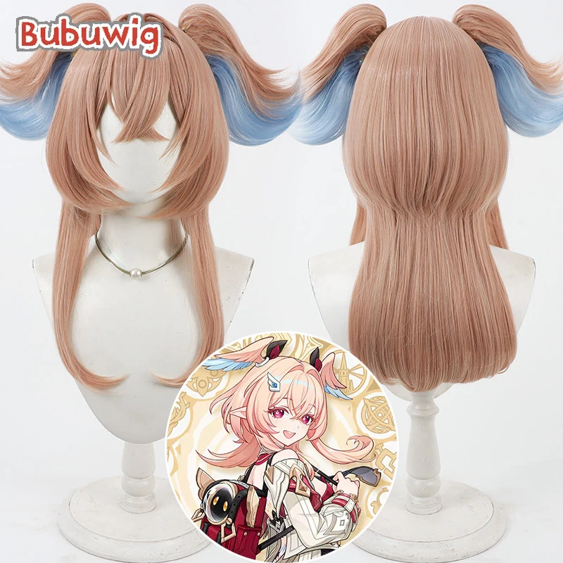 

Bubuwig Synthetic Hair Linnea Cosplay Wigs Game Genshin Impact Linnea Pink Brown Mixed Light Blue Ponytail Wig Heat Resistant