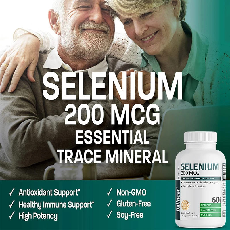 Balincer 200mcg Mineral Antioxidant Supplement with Selenium - Supports Immune, Overall Health - Non-GMO, Easy to Absorb