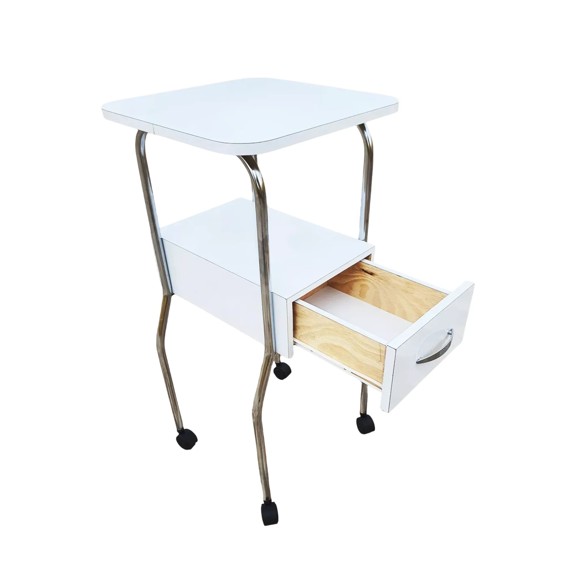 عربة مساعدة لجماليات 81*45*45 سم بلولاندر، عربة تخزين مساعدة، طاولة تنظيم بعجلات، صالون تجميل، سبا، جماليات، سعة 30 كجم، طاولة جمالية (أبيض)