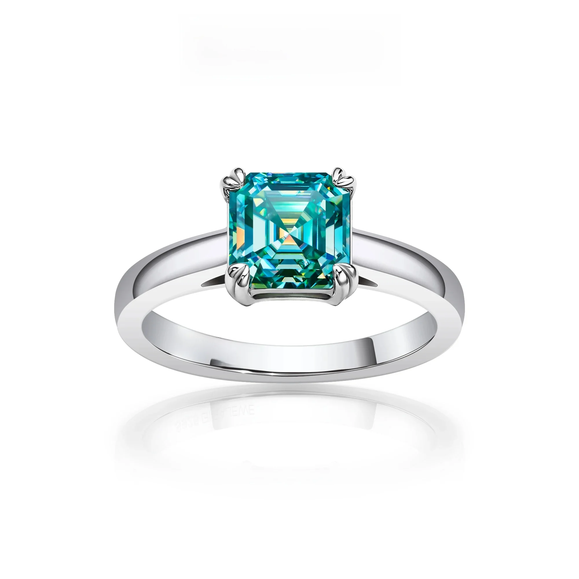 GIGAJEWE 5.5/7.0mm 0.8/2.0ct D Asscher 18K białe złoto platerowane 925 srebrny pierścionek z moissanitem test diamentowy przeszedł biżuteria kobieta prezent — zdjęcie 2